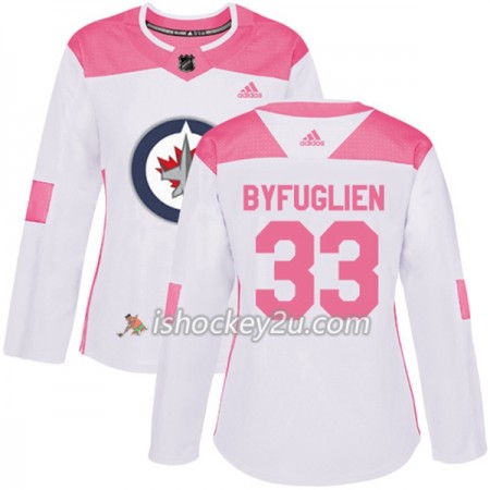 Dame NHL Winnipeg Jets Trøje Dustin Byfuglien 33 Adidas 2017-2018 Hvid Lyserød Fashion Authentic